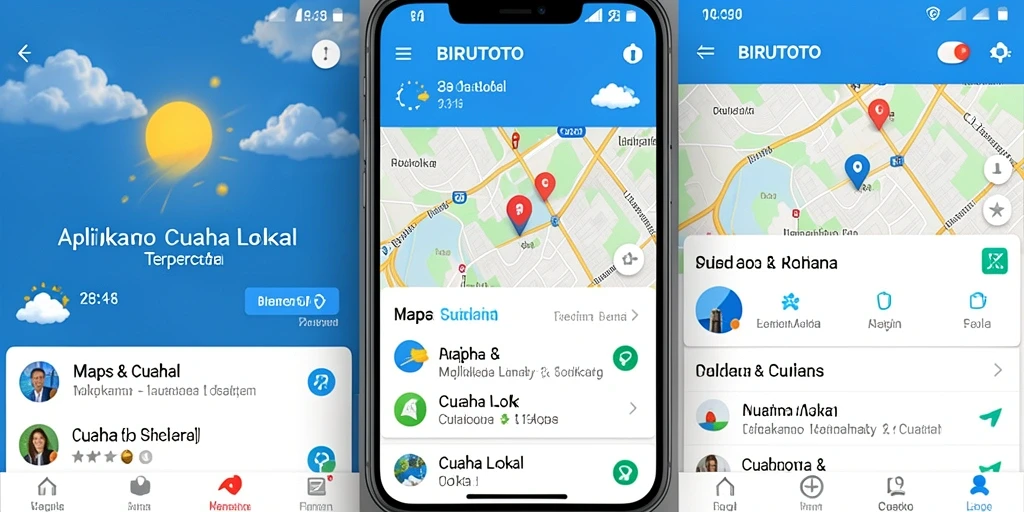 Tampilan antarmuka BIRUTOTO dengan informasi cuaca lokal.