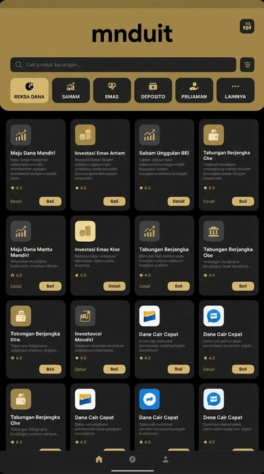 Tampilan katalog aplikasi mnduit