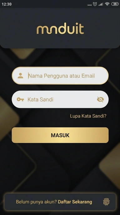 Tampilan halaman login mnduit